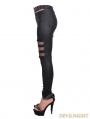 Devil Fashion Black Asymmetric Design Gothic Legging for Women