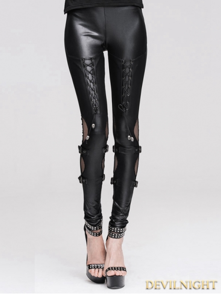 Black Skull Rivet Gothic Punk Legging for Women - Devilnight.co.uk