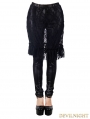 Devil Fashion Black Gothic Lace Tassel Skirt Legging for Women