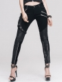 Black Pocket Gothic Punk Pants for Women