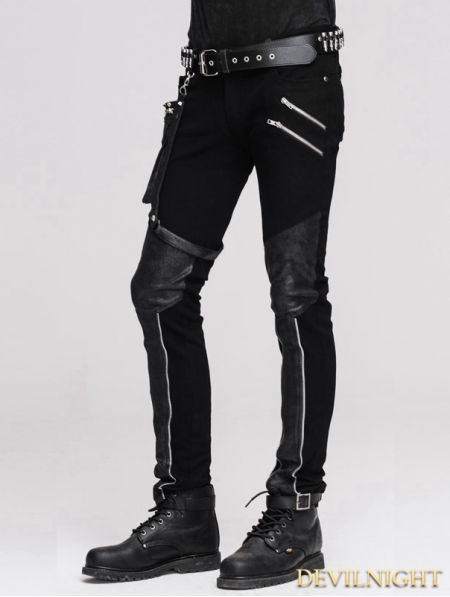 Black Pocket Gothic Punk Pants for Men - Devilnight.co.uk