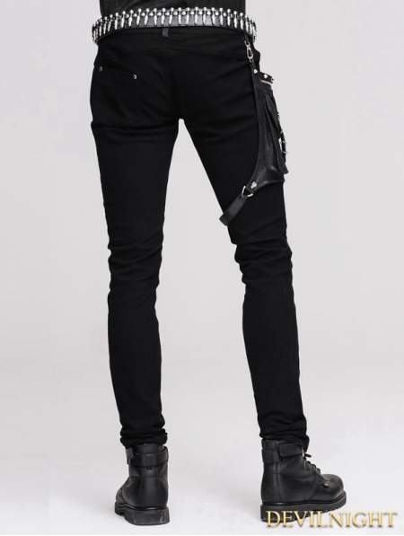 Black Pocket Gothic Punk Pants for Men - Devilnight.co.uk