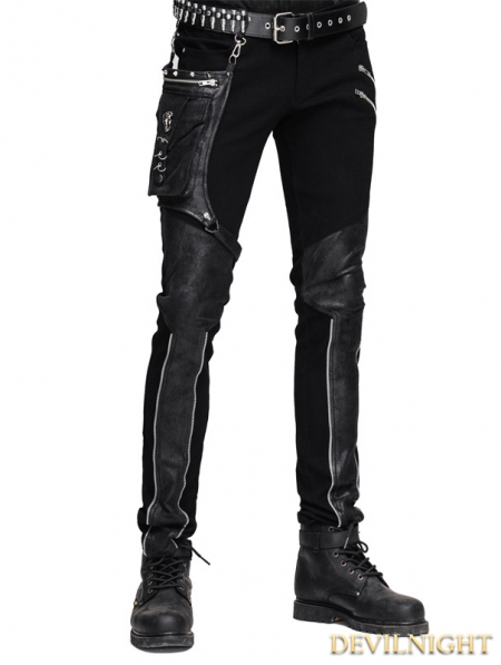 Black Pocket Gothic Punk Pants for Men - Devilnight.co.uk