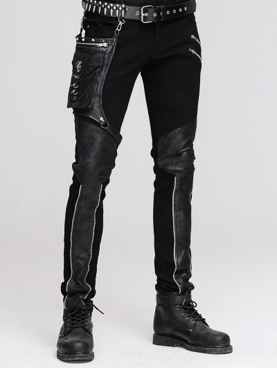 Black Pocket Gothic Punk Pants for Men - Devilnight.co.uk