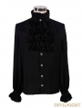 Devil Fashion Black Flounce Tie Gothic Blouse for Men