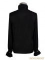 Devil Fashion Black Flounce Tie Gothic Blouse for Men