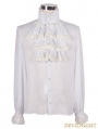 Devil Fashion White Flounce Tie Gothic Blouse for Men