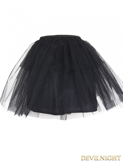 Devil Fashion Black Multilayer Tulle Short Gothic Skirt