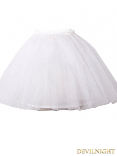 Devil Fashion White Multilayer Tulle Short Gothic Skirt