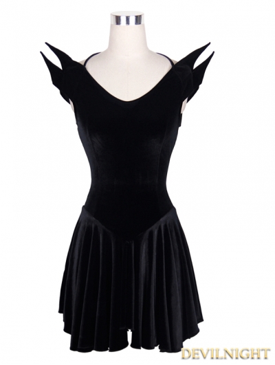 Black Gothic Halloween Style Short Dress