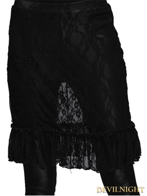 Devil Fashion Black Lace Asymmetric Gothic Skirt