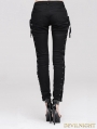 Devil Fashion Black Lace-up Gothic Pants for Women