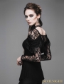Devil Fashion Romantic Black Lace Long Sleeves Gothic T-shirt for Women