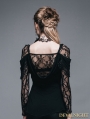 Devil Fashion Romantic Black Lace Long Sleeves Gothic T-shirt for Women