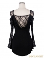 Devil Fashion Romantic Black Lace Long Sleeves Gothic T-shirt for Women