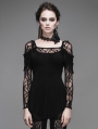 Romantic Black Lace Long Sleeves Gothic T-shirt for Women
