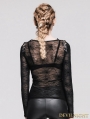 Devil Fashion Black Cobweb Gothic T-shirt for Women