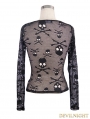 Devil Fashion Black Skeleton Net Tight T-shirt for Women