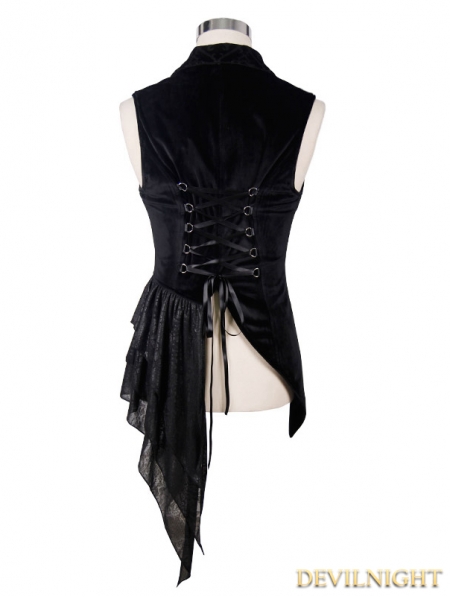 Black Swallow Tail Gothic Waistcoat for Men - Devilnight.co.uk