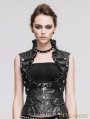 Devil Fashion Do Old Style Sliver Gothic Leather Waistcoat for Women