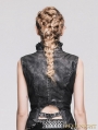 Devil Fashion Do Old Style Sliver Gothic Leather Waistcoat for Women