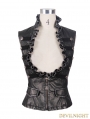 Devil Fashion Do Old Style Sliver Gothic Leather Waistcoat for Women