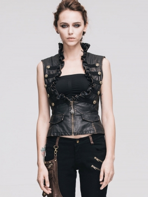 Do Old Style Bronze Gothic Leather Waistcoat for Women