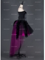 Black and Fuchsia High-Low Feather Gothic Prom Party Dress
