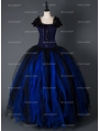 Black and Blue Gothic Long Prom Corset Dress