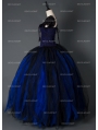 Black and Blue Gothic Long Prom Corset Dress