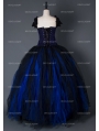 Black and Blue Gothic Long Prom Corset Dress