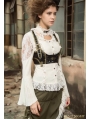White Steampunk Lace Long Sleeve Blouse for Women