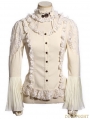 White Steampunk Lace Long Sleeve Blouse for Women