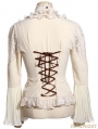 White Steampunk Lace Long Sleeve Blouse for Women - Devilnight.co.uk