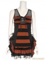 Black and Brown Steampunk Stripe Sleeveless Dress