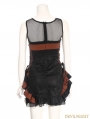Black and Brown Steampunk Stripe Sleeveless Dress