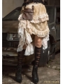 White and Brown Steampunk Lace Irregular Skirt with Bag