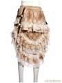 White and Brown Steampunk Lace Irregular Skirt with Bag
