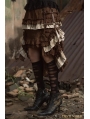 Brown Steampunk Lace Irregular Skirt