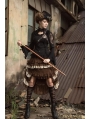 Brown Steampunk Lace Irregular Skirt