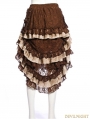 Brown Steampunk Lace Irregular Skirt