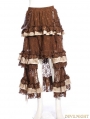 Brown Steampunk Lace Irregular Skirt