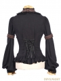 Black Vintage Steampunk Shirt with Detachable Bowtie for Women