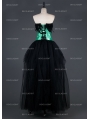 Black and Green Gothic Burlesque Corset Hign-Low Prom Party Dress 
