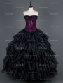 Romantic Black and Purple Gothic Corset Long Prom Party Dress
