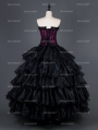 Romantic Black and Purple Gothic Corset Long Prom Party Dress