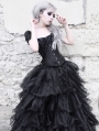 Black Cap Sleeves Gothic Corset Long Ball Prom Party Gown