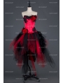 Black and Red Gothic Burlesque Corset Irregular Prom Party Dress