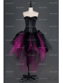 Black and Fuchsia Gothic Burlesque Corset Irregular Prom Party Dress