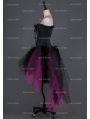 Black and Fuchsia Gothic Burlesque Corset Irregular Prom Party Dress